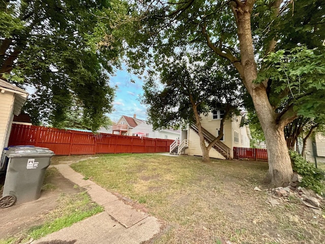 view of yard with stairs