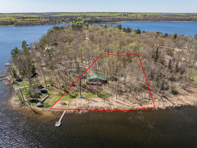 10380 Vermillion Point Dr NE, Deer River, MN 56636 - view of property location with property parcel outlined, a nearby body of water, and a heavily wooded area