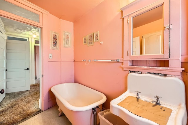 bathroom featuring a freestanding tub