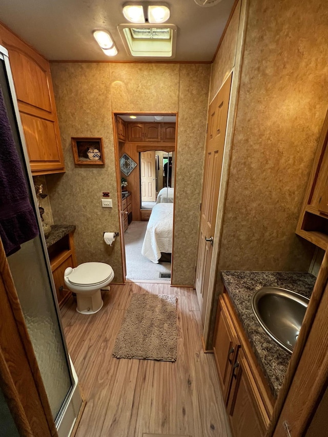 F6LOT139 Pathfinder Vlg, Clover Twp, MN 55037 - ensuite bathroom with wood finished floors, vanity, and toilet