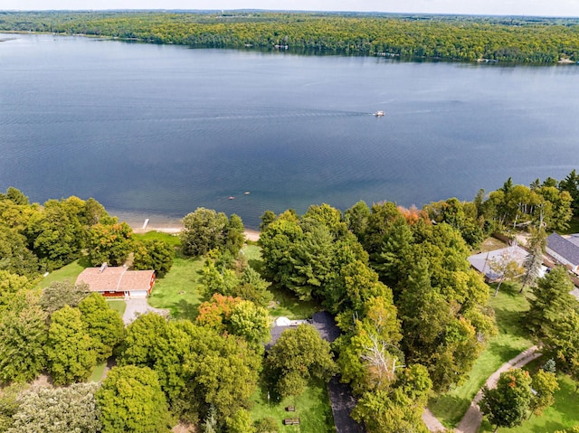 20380 Crystal Springs Loop, Harris Twp, MN 55744 - aerial view of property and surrounding area featuring a nearby body of water and a heavily wooded area
