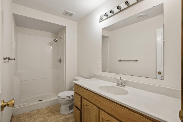 full bath with toilet, a shower, and vanity