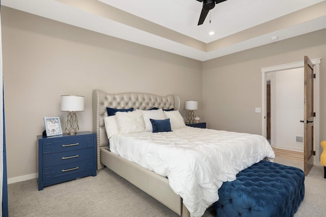 15359 Quamba St NE, Ham Lake, MN 55304 - bedroom with light carpet, baseboards, recessed lighting, and a ceiling fan