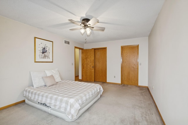 13210 Meadowood Trl NW Unit 63Nw, Coon Rapids, MN 55448 - bedroom featuring multiple closets, light colored carpet, baseboards, and ceiling fan