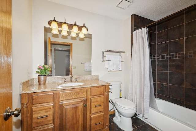 13210 Meadowood Trl NW Unit 63Nw, Coon Rapids, MN 55448 - bathroom featuring toilet, tile patterned floors, vanity, and shower / bath combo with shower curtain