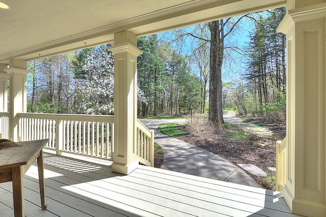 deck with a porch