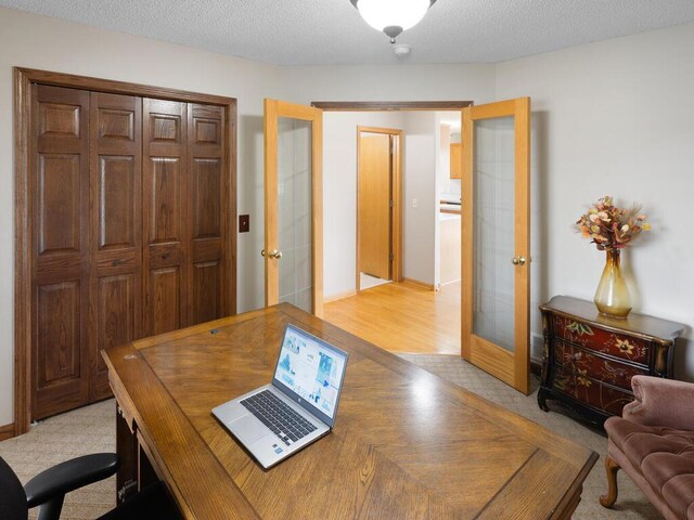 6700 210th Lane Cir N, Forest Lake, MN 55025 - office area featuring french doors and a textured ceiling