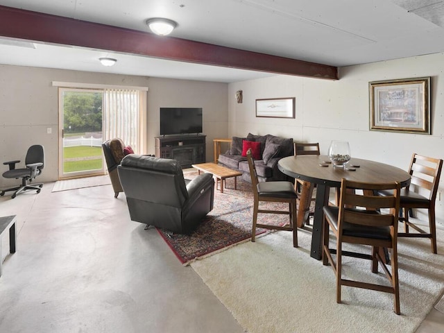 6700 210th Lane Cir N, Forest Lake, MN 55025 - living room with concrete floors and beam ceiling