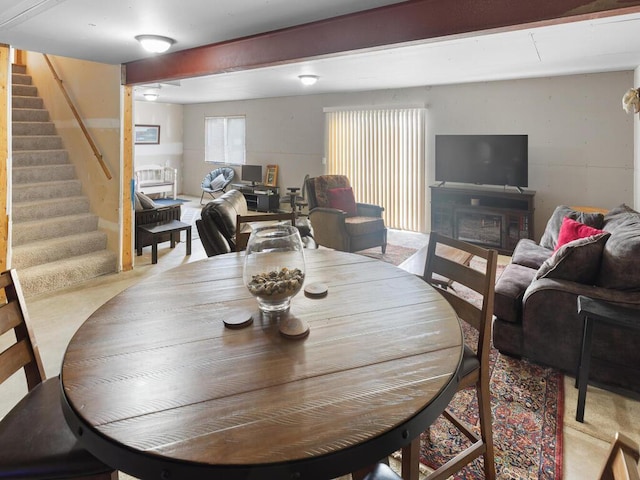 6700 210th Lane Cir N, Forest Lake, MN 55025 - dining area with stairway and a fireplace
