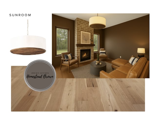 10320 Peony Ln N, Maple Grove, MN 55311 - living area with wood finished floors and a fireplace