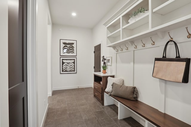 10320 Peony Ln N, Maple Grove, MN 55311 - mudroom featuring baseboards, recessed lighting, and dark marble finish floors
