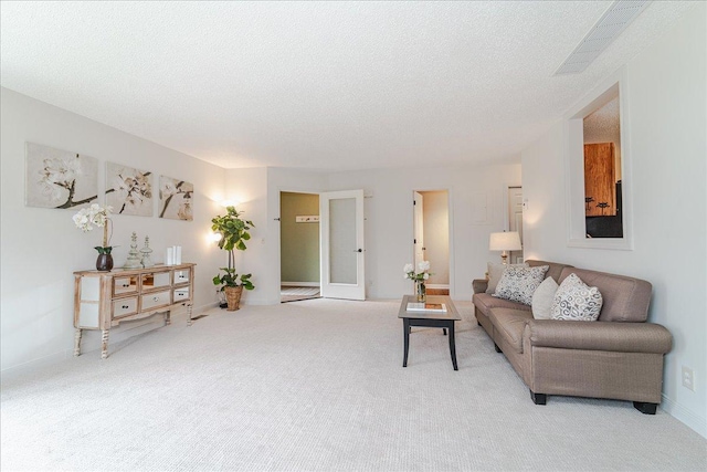 13721 Inglewood Ave, Savage, MN 55378 - living area featuring light colored carpet, a textured ceiling, and baseboards
