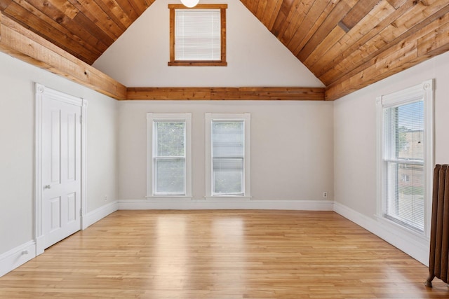 518 32nd St, Minneapolis, MN 55408 - spare room with lofted ceiling, plenty of natural light, light wood-style floors, and wood ceiling