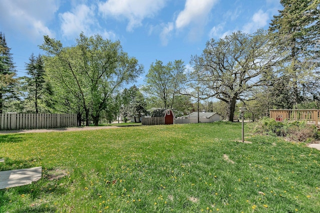 view of yard with a storage shed