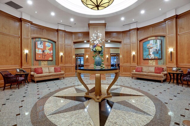 500 Grant St Unit 2509, Minneapolis, MN 55404 - community lobby featuring a decorative wall, recessed lighting, and a high ceiling