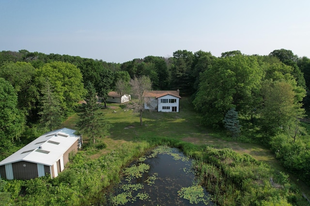 30145 Fir Trl, Stacy, MN 55079 - aerial view of property and surrounding area featuring a large body of water and a heavily wooded area