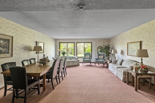 2465 Londin Ln E Unit 212, Maplewood, MN 55119 - carpeted dining area with wallpapered walls and a textured ceiling