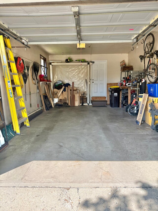 garage with a garage door opener