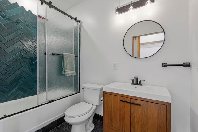 20355 Cedar Lake Trl, Shieldsville Twp, MN 55052 - bathroom with tile patterned flooring, combined bath / shower with glass door, toilet, and vanity