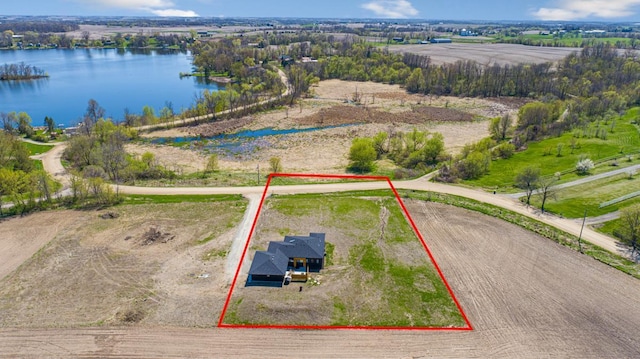 20355 Cedar Lake Trl, Shieldsville Twp, MN 55052 - aerial overview of property's location featuring property boundaries highlighted and a nearby body of water