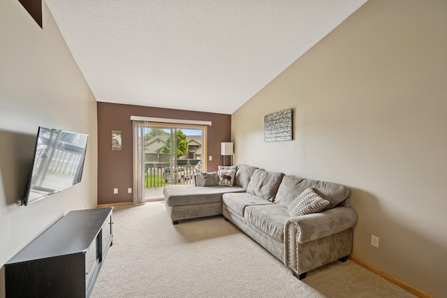8260 Parkington Ave NE, Otsego, MN 55330 - carpeted living room featuring vaulted ceiling and baseboards