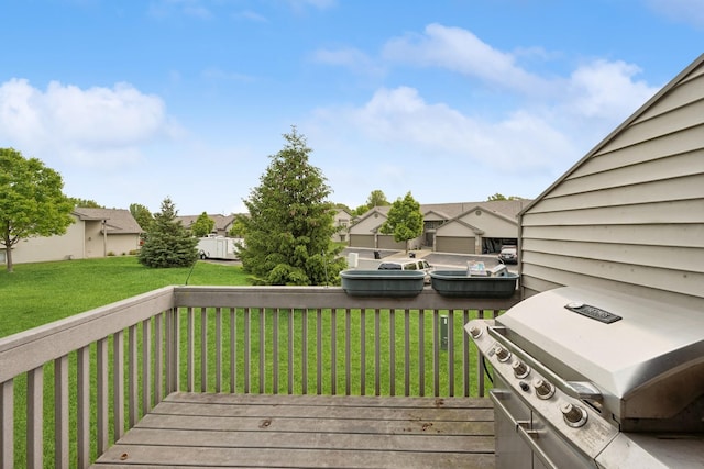 8260 Parkington Ave NE, Otsego, MN 55330 - wooden terrace with a residential view, area for grilling, and a lawn