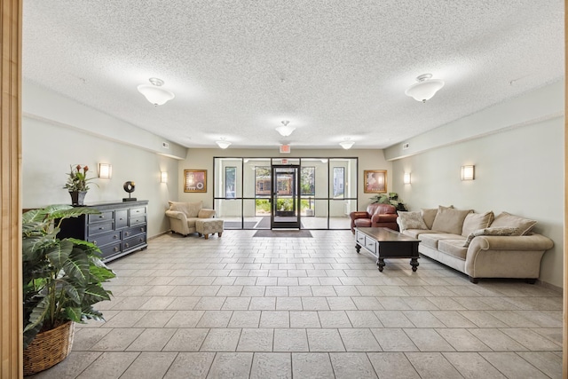 lobby featuring a textured ceiling