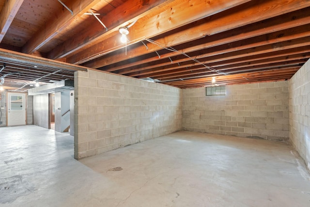 below grade area featuring stairway