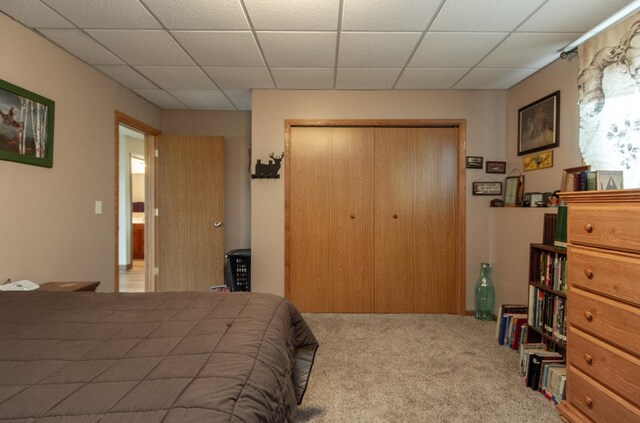 1900 White Cloud Dr E, Isle, MN 56342 - carpeted bedroom with a closet and a drop ceiling