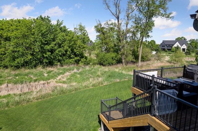 3742 Crane Island Ct, Minnetrista, MN 55331 - view of green lawn featuring stairs and a wooden deck
