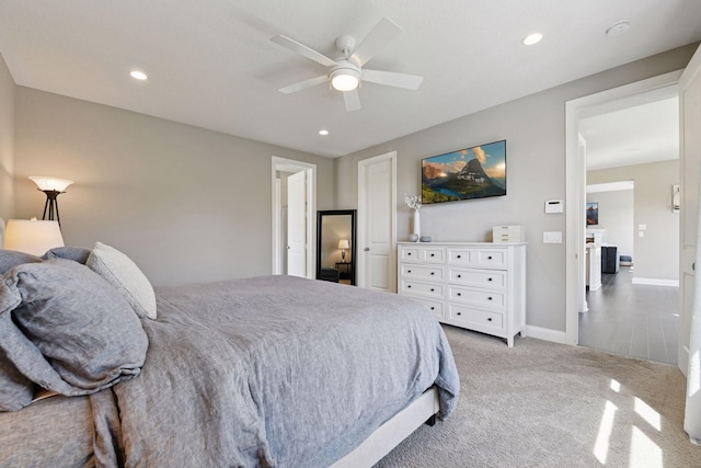 3742 Crane Island Ct, Minnetrista, MN 55331 - bedroom with carpet floors, ceiling fan, recessed lighting, and baseboards