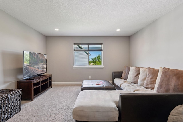 3742 Crane Island Ct, Minnetrista, MN 55331 - living area with carpet floors, recessed lighting, a textured ceiling, and baseboards