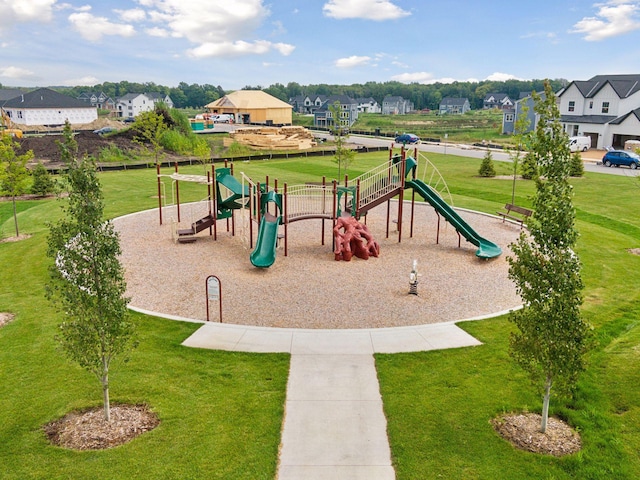 3742 Crane Island Ct, Minnetrista, MN 55331 - community play area featuring a lawn and a residential view