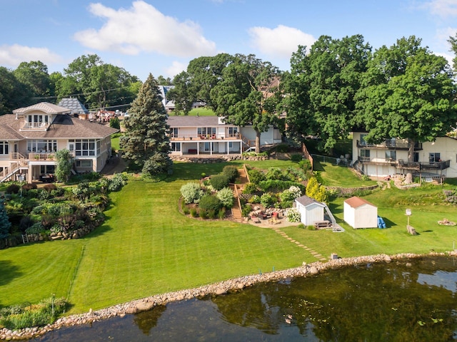 view from above of property featuring a nearby body of water