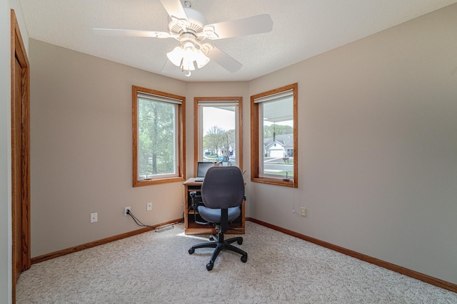 17081 Pheasant Meadow Ln SW, Prior Lake, MN 55372 - carpeted office with baseboards and ceiling fan