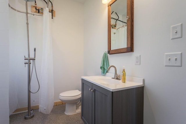 3391 Little Ida Beach Rd NW, Alexandria, MN 56308 - full bathroom with vanity, curtained shower, toilet, and baseboards