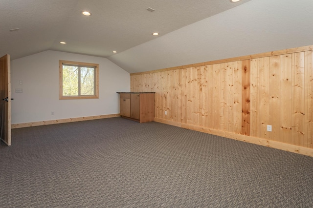 3391 Little Ida Beach Rd NW, Alexandria, MN 56308 - bonus room featuring baseboards, lofted ceiling, carpet, and recessed lighting
