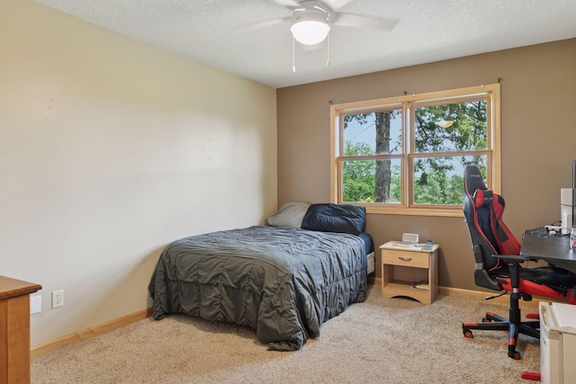 14530 Jonathan Carver Pkwy, Carver, MN 55315 - bedroom featuring carpet floors, baseboards, ceiling fan, and a textured ceiling