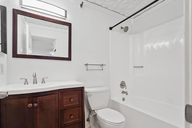 full bathroom featuring vanity, toilet, and tub / shower combination