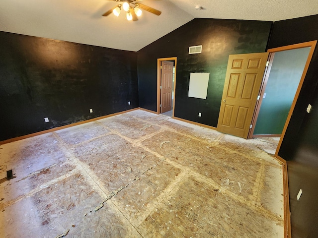 3458 Savannah Ave, White Bear Lake, MN 55110 - unfurnished room featuring ceiling fan, lofted ceiling, and baseboards