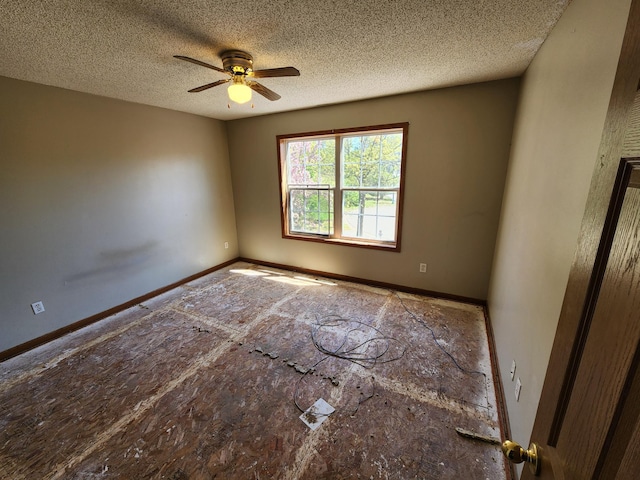 3458 Savannah Ave, White Bear Lake, MN 55110 - unfurnished room featuring a textured ceiling, a ceiling fan, and baseboards