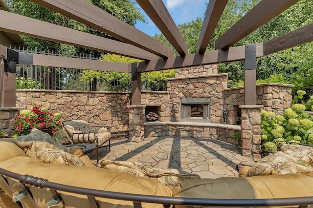 2255 Chelmsford Ln, Saint Cloud, MN 56301 - view of patio with an outdoor living space with a fireplace