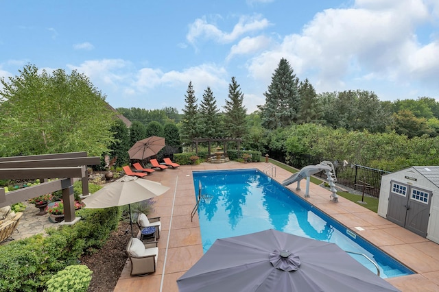 2255 Chelmsford Ln, Saint Cloud, MN 56301 - view of pool featuring a pergola, a water slide, and a patio