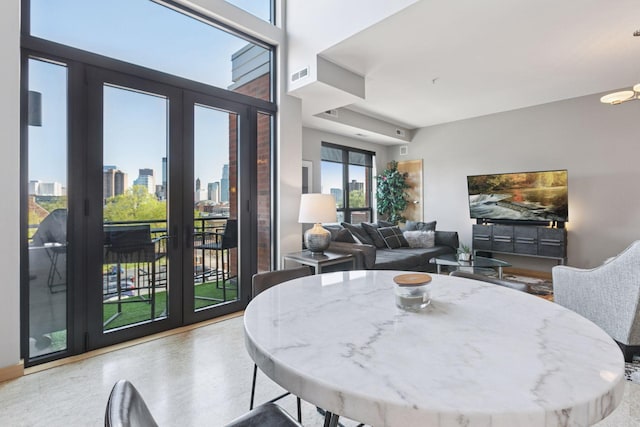 dining area featuring french doors
