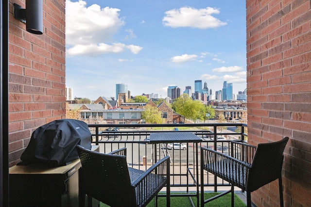 balcony with a skyline view