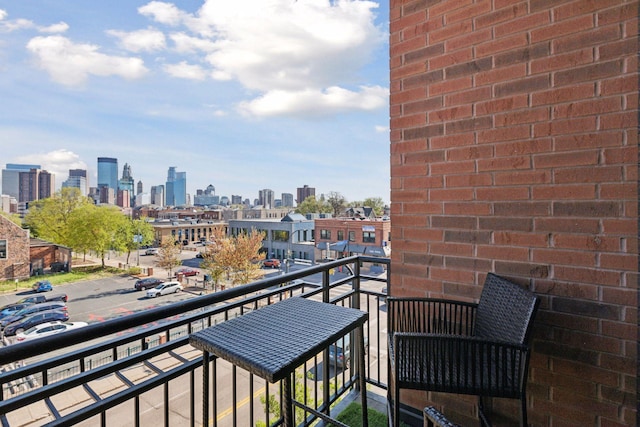 balcony featuring a view of skyline