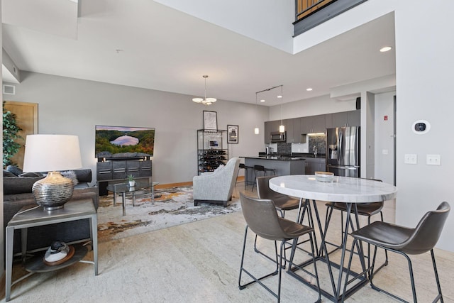 dining area with recessed lighting