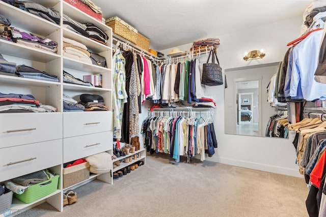 walk in closet with carpet floors