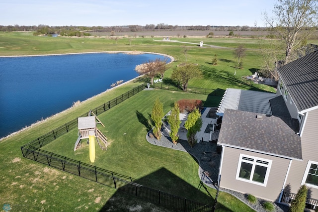 aerial view of a nearby body of water