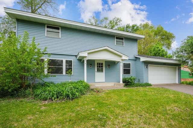 3529 Jerry St, White Bear Lake, MN 55110 - view of front facade with a garage, a front lawn, and driveway
